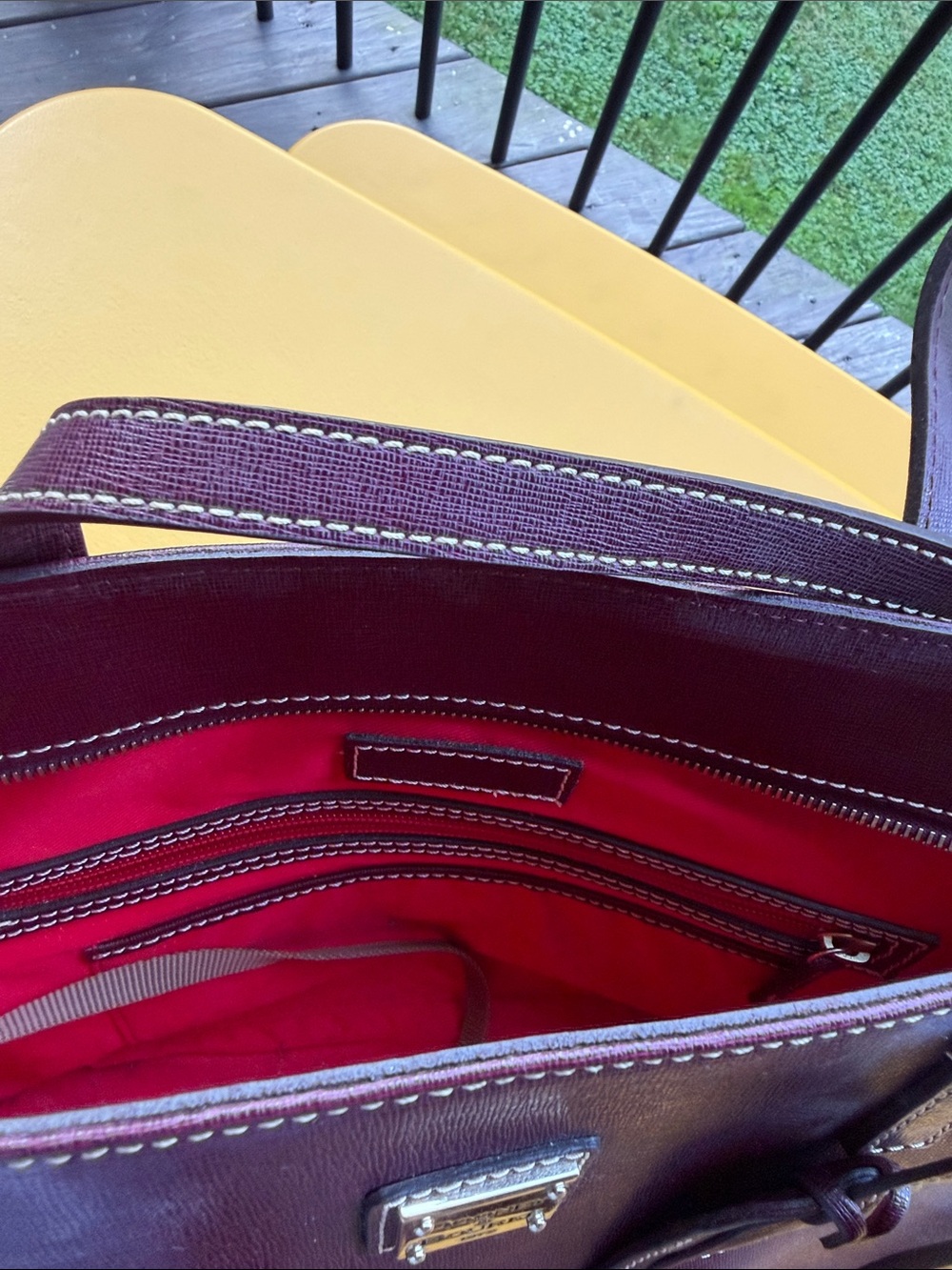 Dooney & Bourke Plum Leather Tote in Deep Purple Burgundy in color - Picture 5 of 5